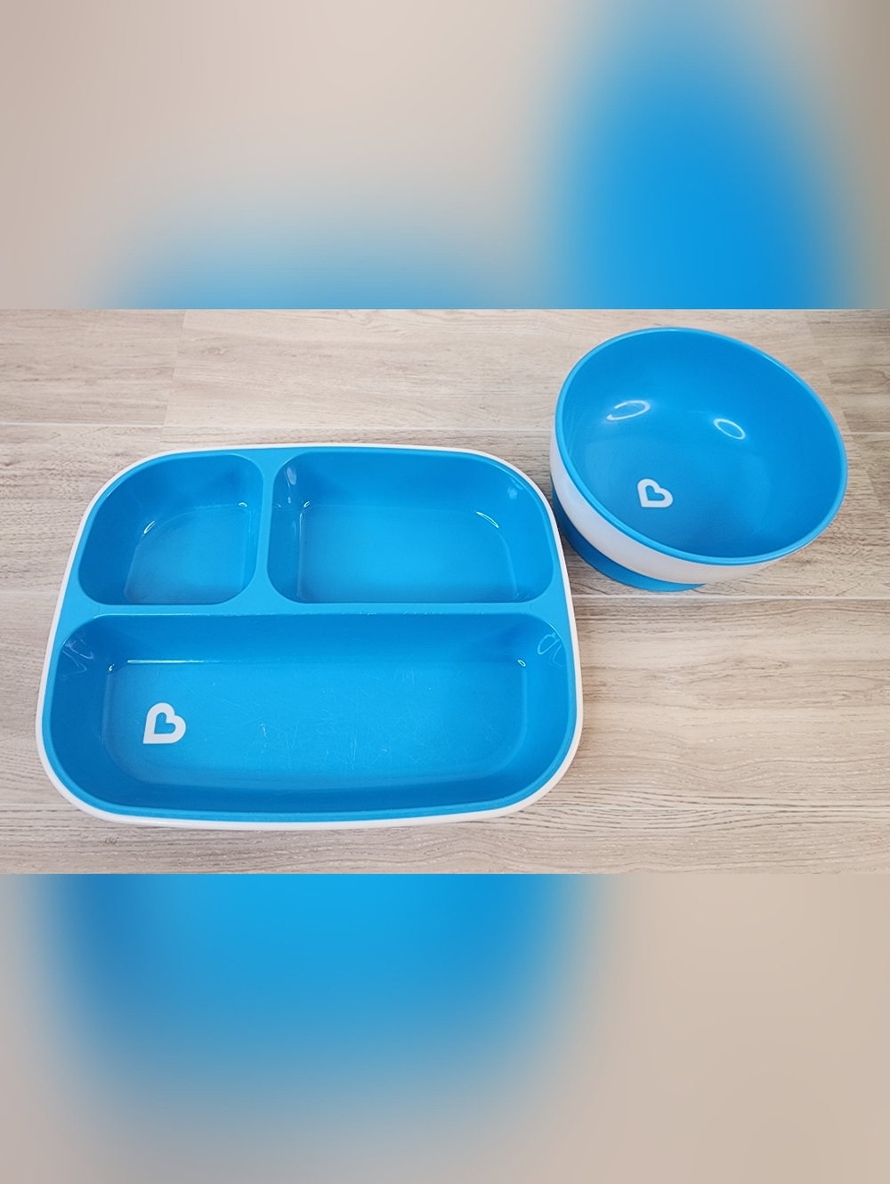 Munchkin Blue Divided Kids Plate and Bowl Set